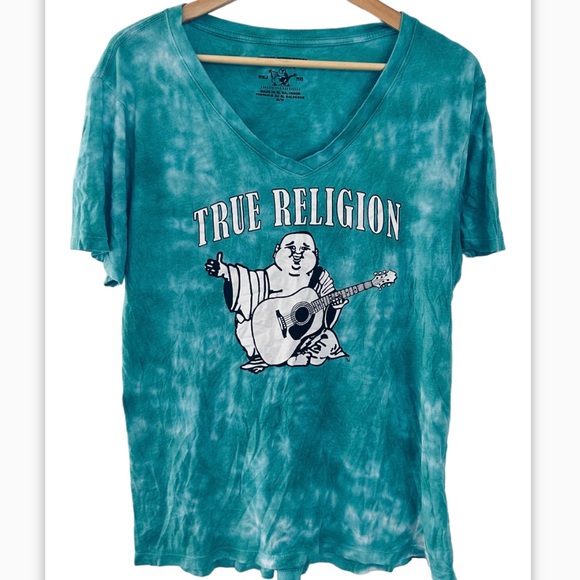 True Religion Womens M. Multicolor Tie Dye Graphic Print Short Sleeve T-Shirt - Picture 1 of 7